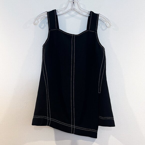 GREY Jason Wu Black Contrast Stitched Boxy Asymmetrical Designer Tank Top 4 - Picture 2 of 6